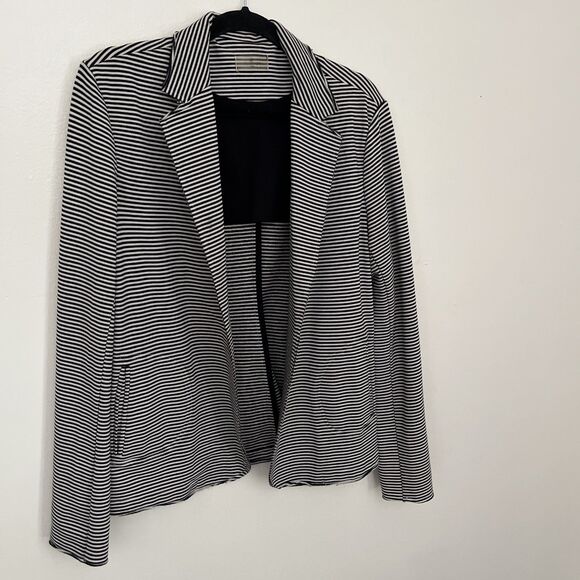 SUNDAYS Anthropologie Striped Open Jersey Blazer Cardigan, Black/White- Size 2 - Picture 2 of 11